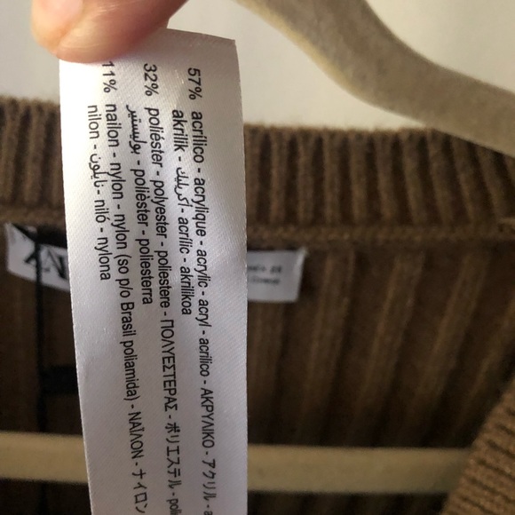 NWT Zara Taupe Ribbed Sweater Knit Short Romper M - Picture 9 of 11